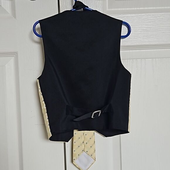 Top Kids Boy's Waist Coat Vest & Tie Size 6 Yellow & Navy Blue - Picture 4 of 16